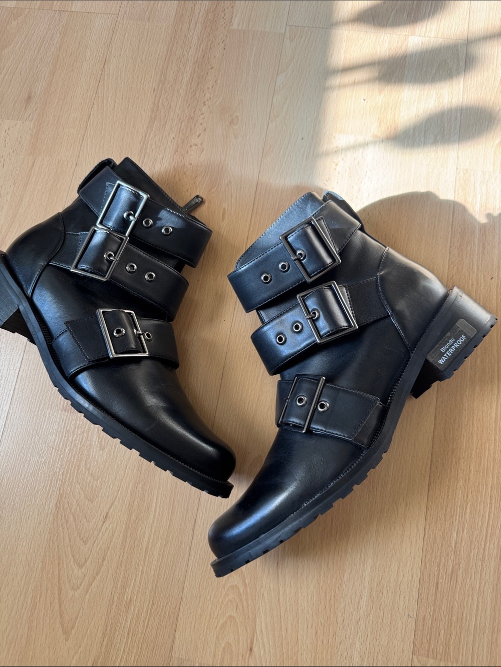 Blonde Waterproof Moto Boots Size 10